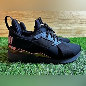 Puma Muse X5 Metal Lace Up Black Sneakers Casual Shoes
